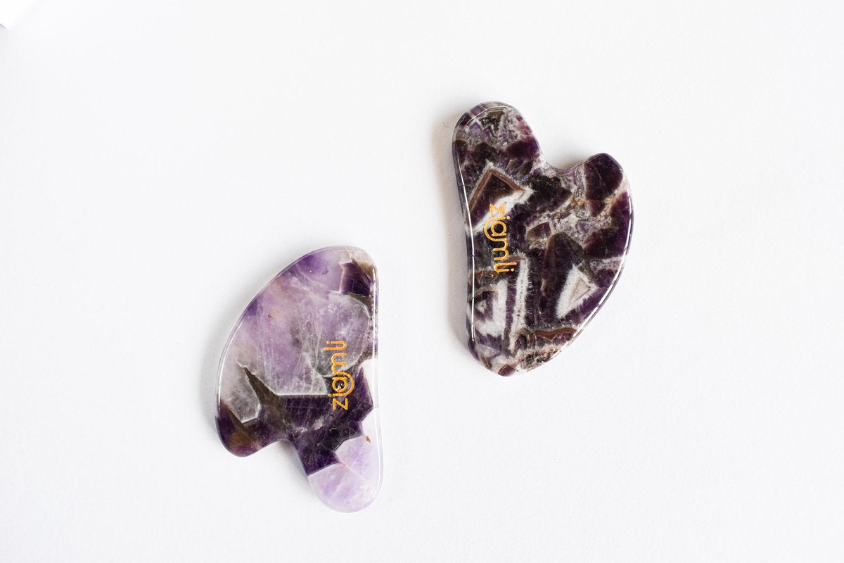 Ziamli Gua sha schraper - 100% amethyst - Gezicht massage - Premium kwaliteit amethist
