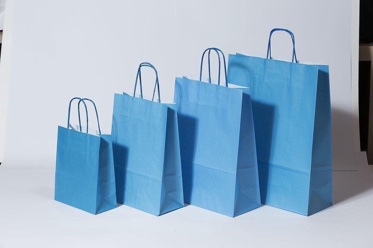 Papieren Draagtassen Blauw180+80x220mm - 50 st