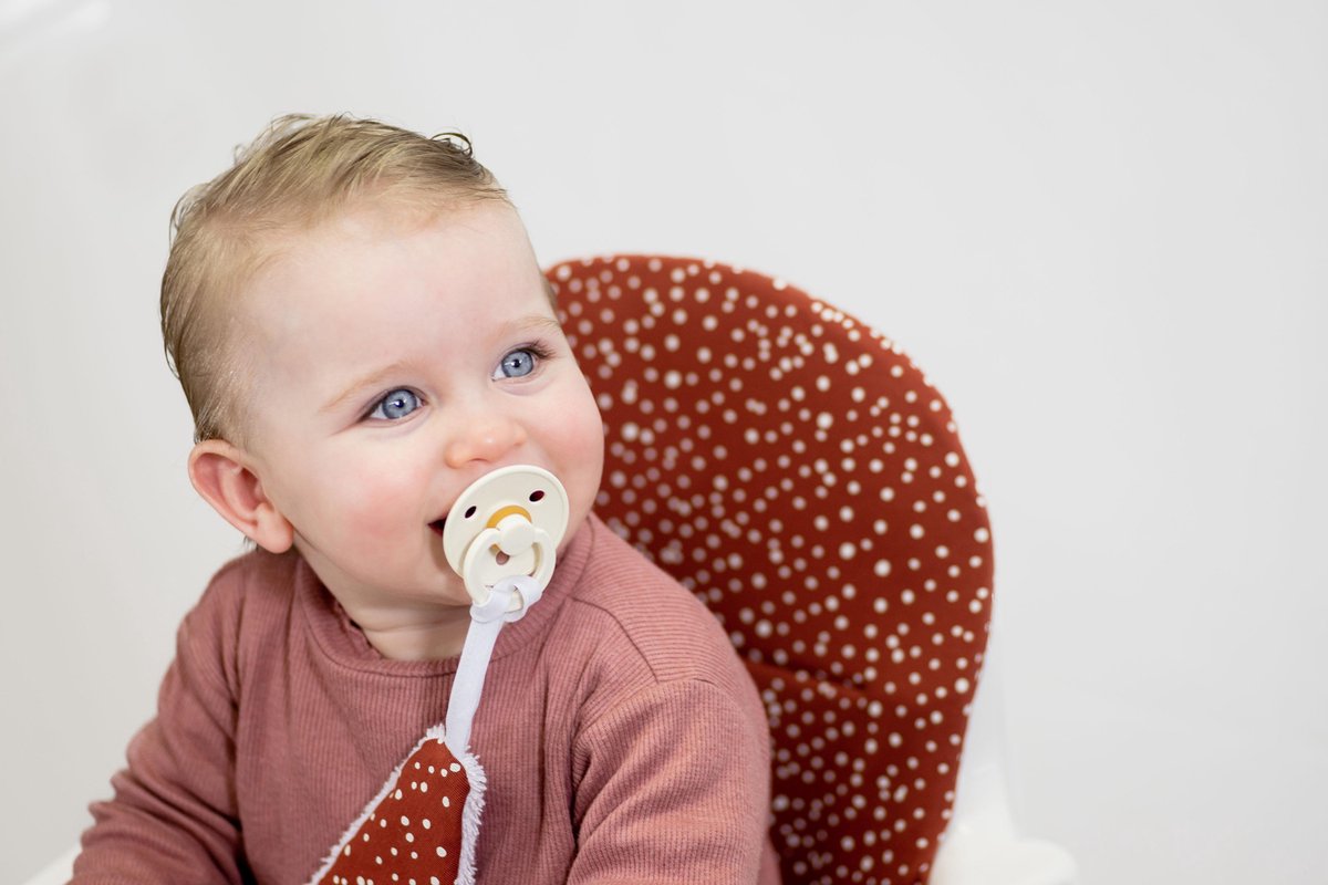Wallabiezzz - Kussen voor IKEA Antilop Kinderstoel - Inlegkussen - Stip Roest