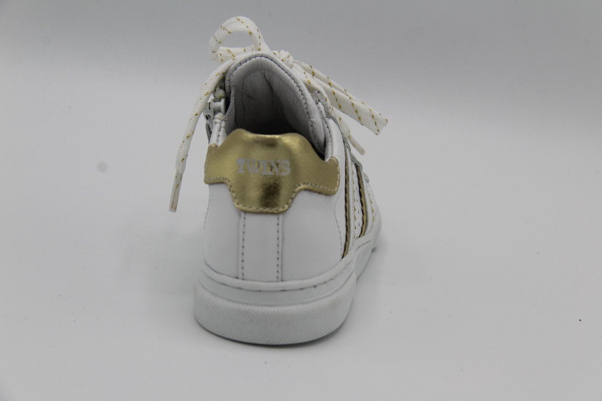 Twins-321130- witte sneaker gouden accenten- 5-maat 25