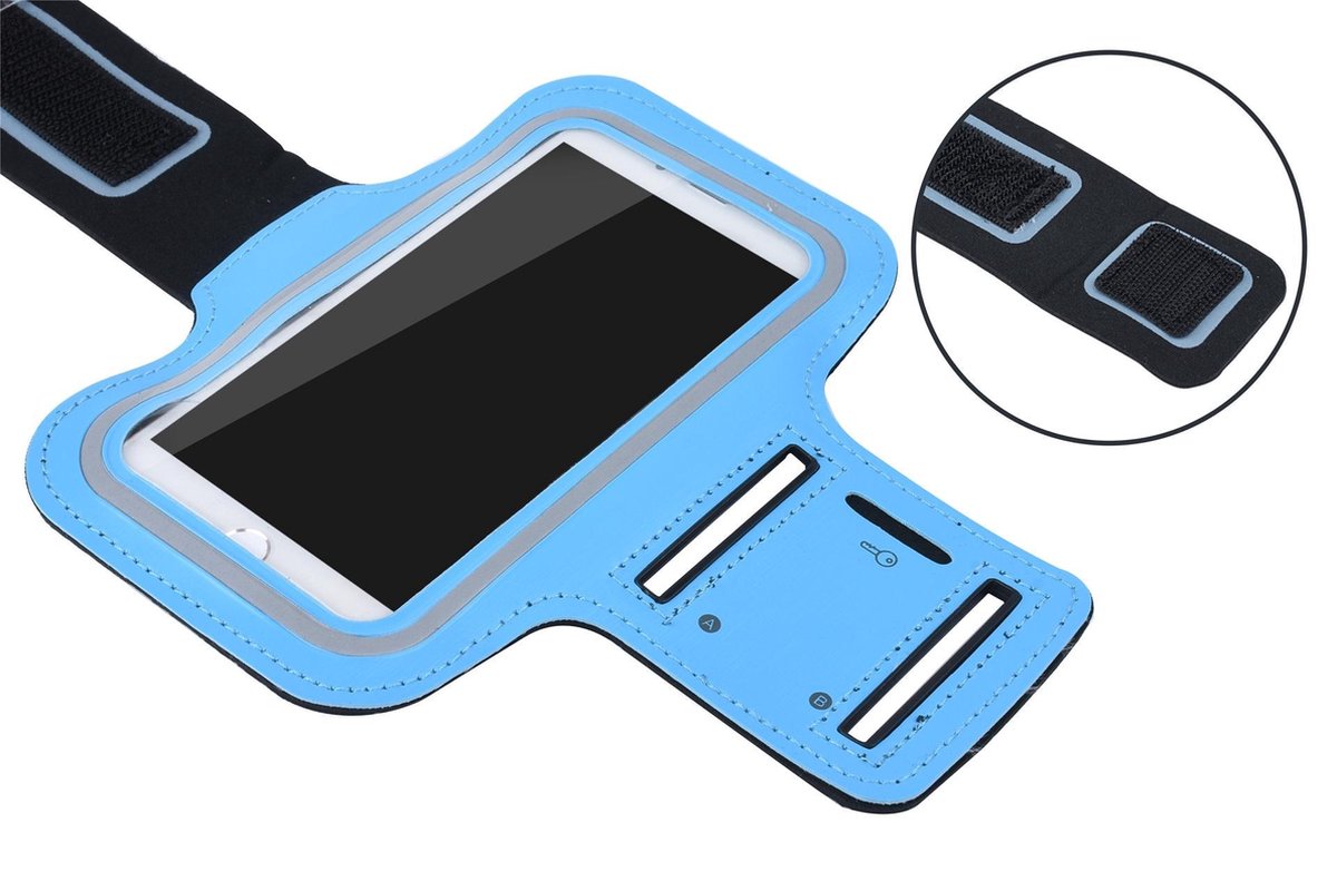 Sportarmband XL  tot 6.5 inch scherm oa geschikt voor iPhone 6/6s/7/8 Samsung s7/s8/s9 Huawei p10-  Blauw