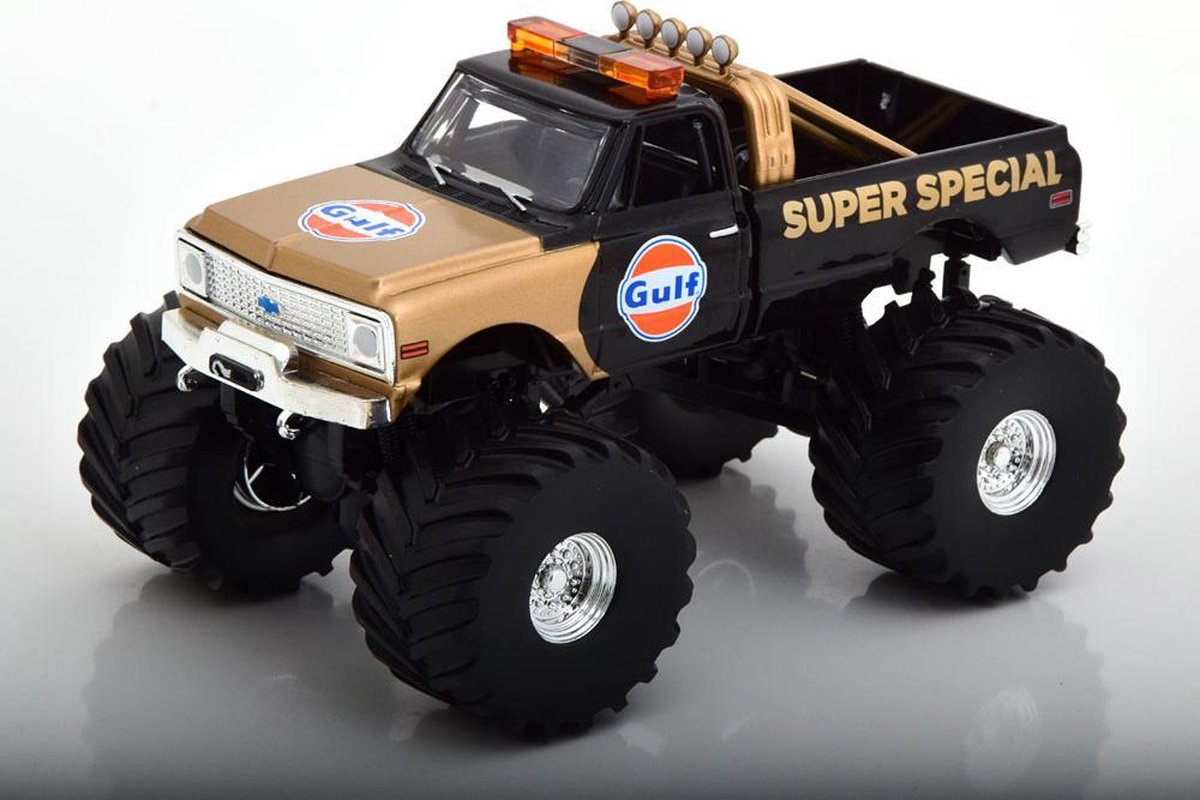 1971 Chevrolet K-10 (Gulf Super Special) (Zwart/Goud) 1/43 Greenlight - Modelauto - Model auto - Schaalmodel - Miniatuurauto - Miniatuur voertuig
