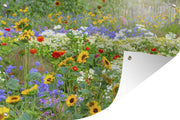 Tuinposter Bloemen - Siergras met verschillende bloemen - 60x40 cm