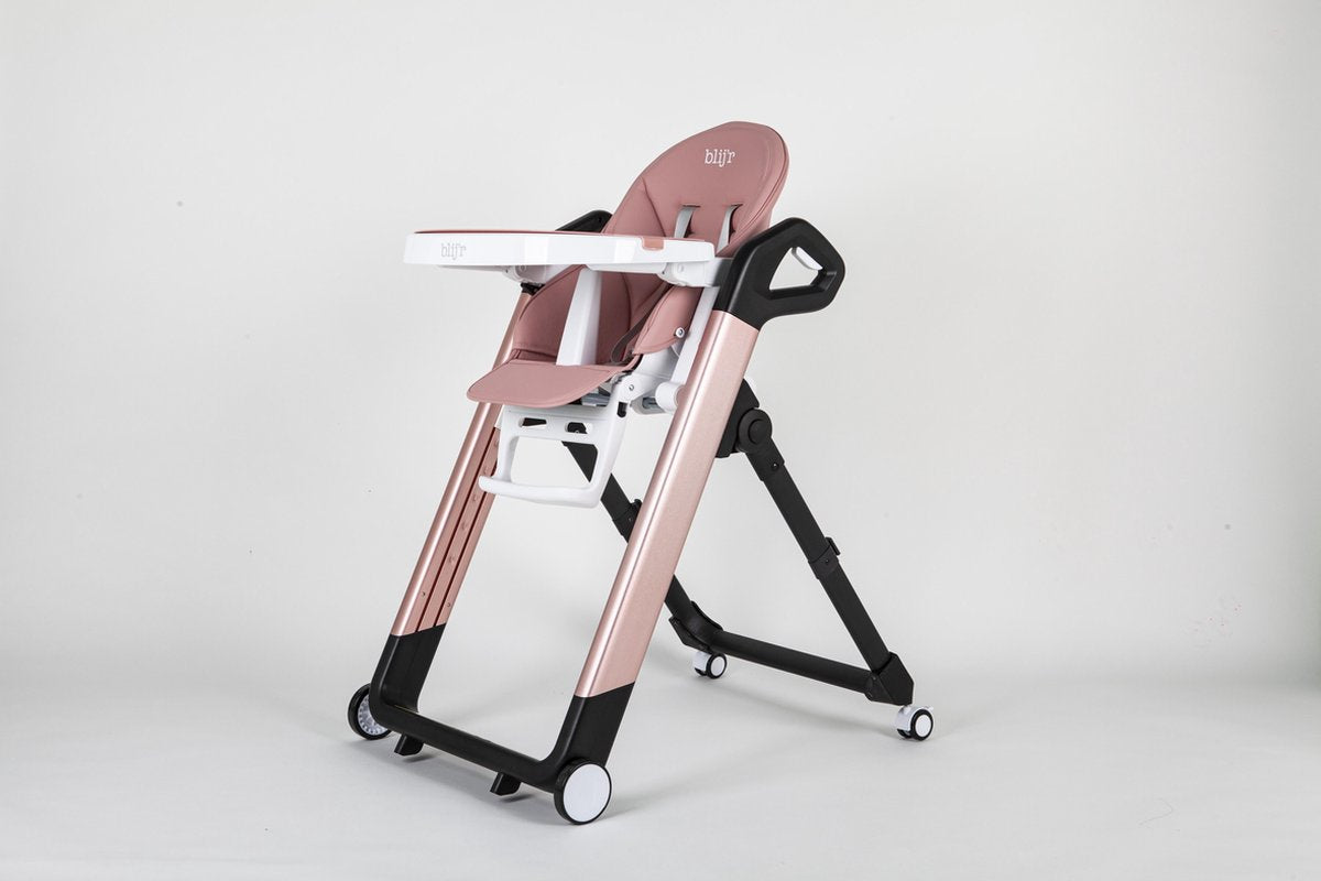 Blij’r Tonie – Robuuste multifunctionele eet- en kinderstoel aluminium – roze