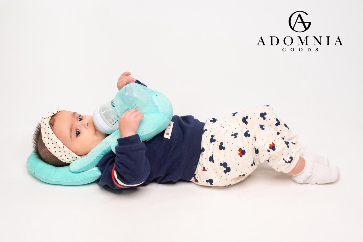 AdomniaGoods - Baby fles kussen houder - Baby voed kussen - Baby verpleging - baby kussen fles houder - Baby drinkkussen - Baby kussen - Groen