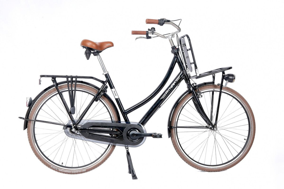 Aynak Muze - Transportfiets – damesfiets – 28 inch – 3 versnelling –- maat 53 & 55 – zwart glans - aluminium frame