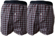 Embrator 2-stuks mannen Boxershort geruit blauw/wit/donker rood 3XL