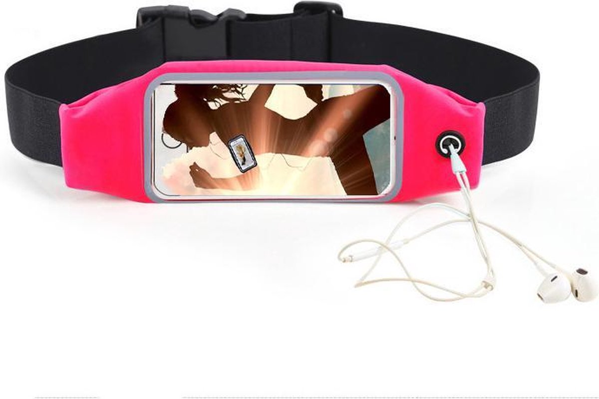 Samsung Galaxy M30/ M31s hoes Sport heupband - Hardloopband riem sportband hoesje Roze Pearlycase