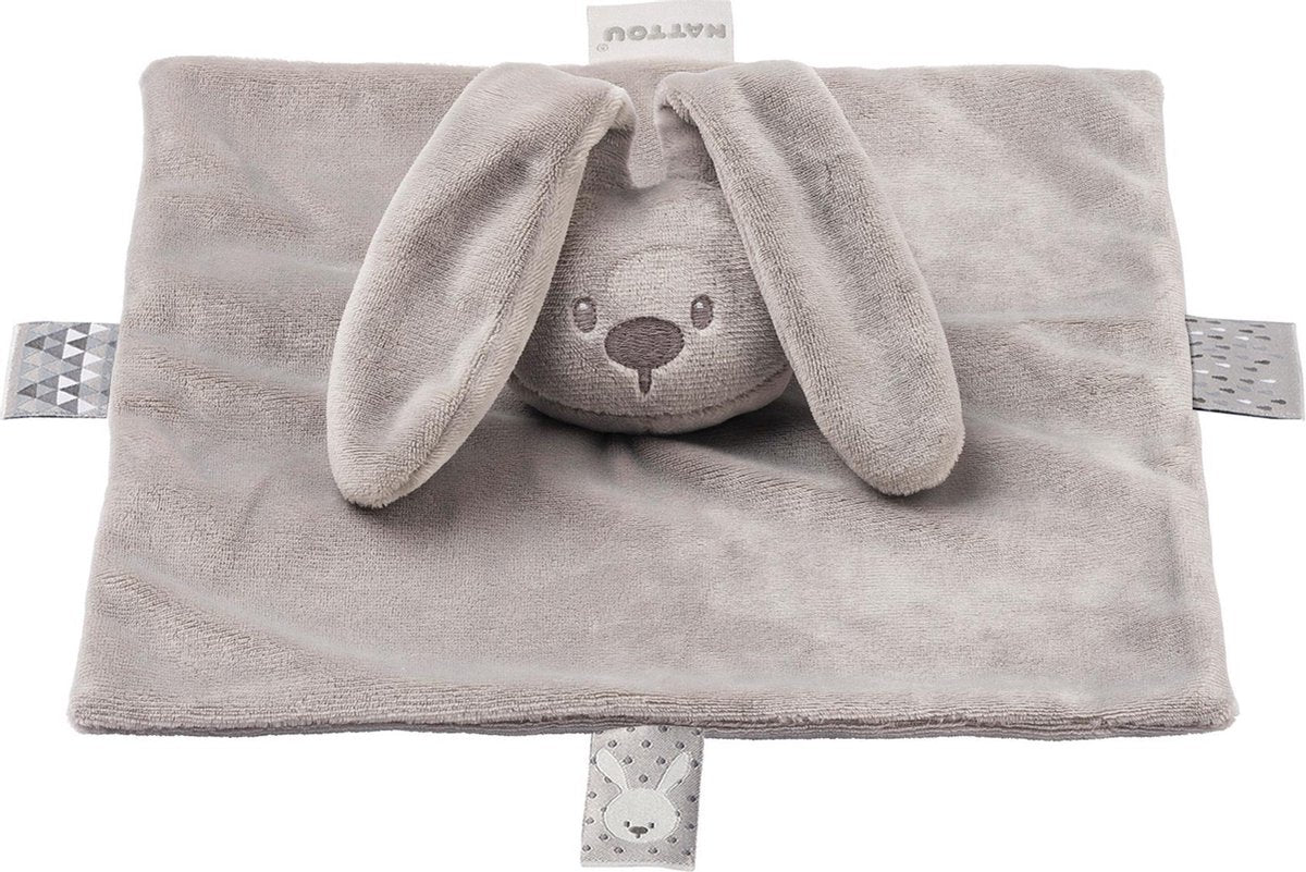 Nattou Konijn Lapidou - Knuffeldoekje - Doudou - 26 x 26 cm - Grijs