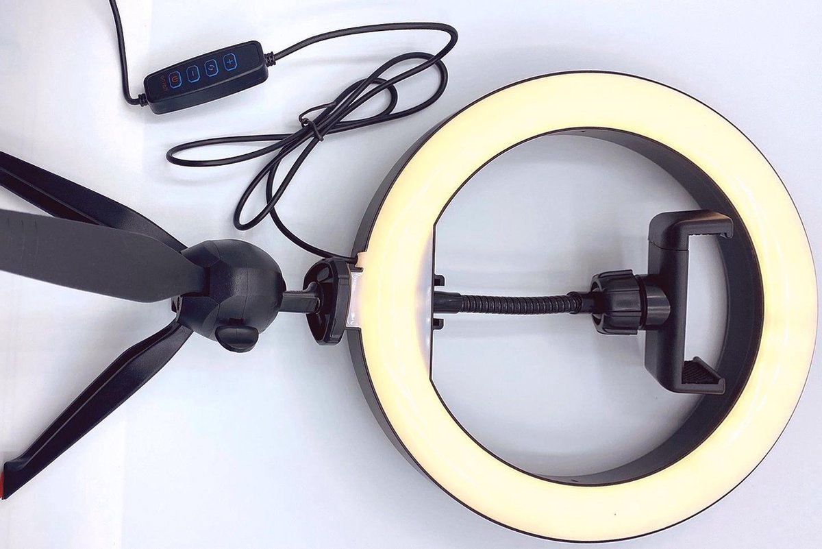 LED Selfie Ring Light 22CM Dimmable Photography Camera Phone Ring Lamp + Tafel Tripods (22Cm) en Bluetooth Shutter – HiCHiCO