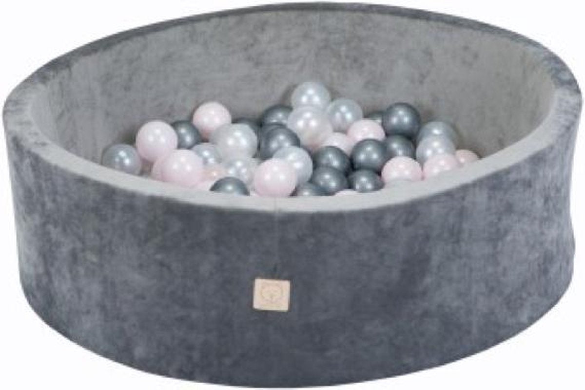 Ballenbak Velvet set met 150 ballen - Grijs