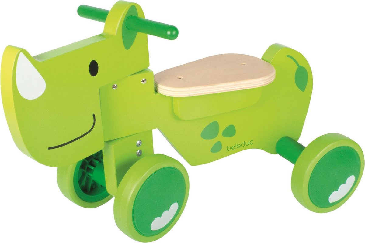 Beleduc Houten Loopfiets Speedy Rhino - Loopfiets - Jongens en meisjes - Groen