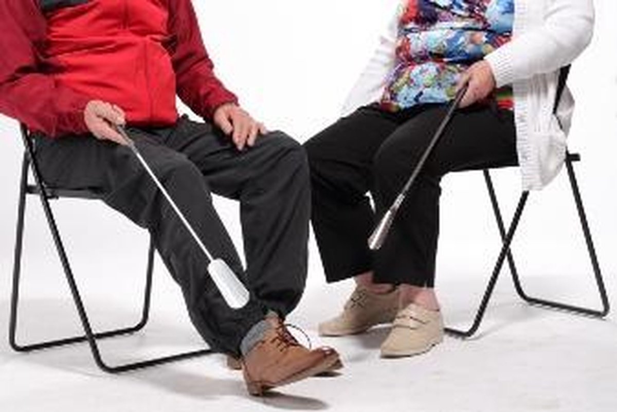 Adhome Schoentrekker in metaal met veer en lederen handvat - 60 cm
