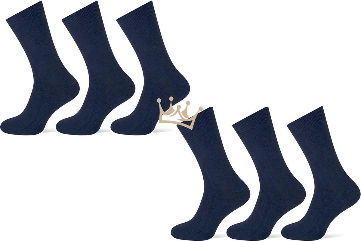Teckel katoenen sokken - Naadloos - Heren - 6 paar - Donkerblauw - Marine - Maat 42-46
