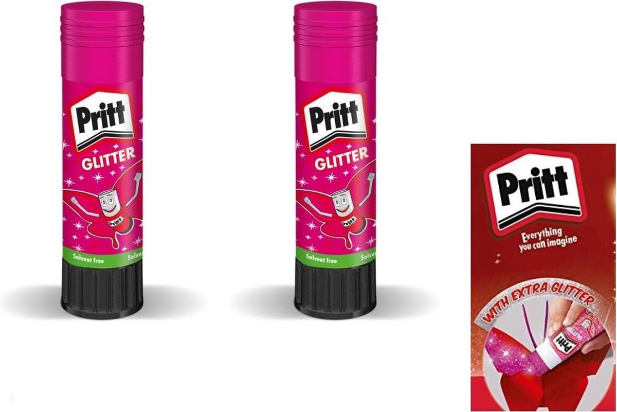 Pritt - Glitter Stick - Pink - 2 x 20 Gram - Lijmstift - Roze - Glitter - Glitter Glue - PPST2
