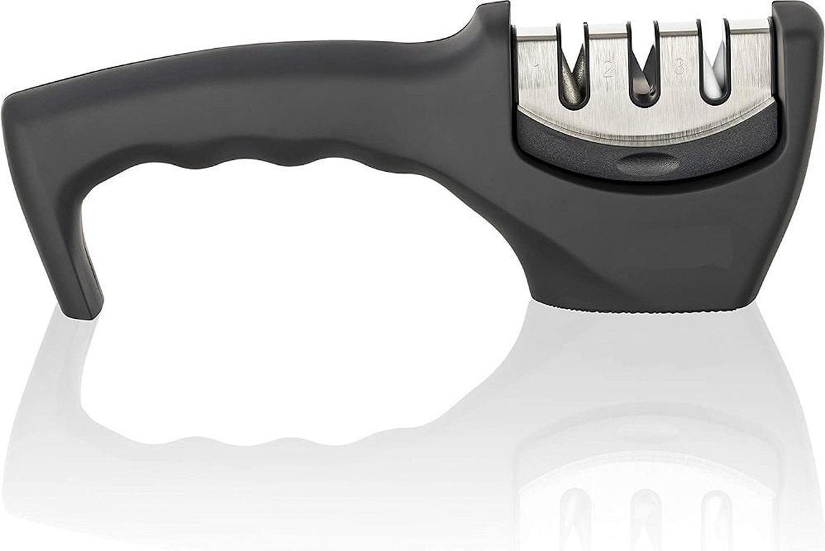 Messenslijper - Zwart - Anti slip - Messen slijper - Slijpen - Mes - Messenslijpers - Professioneel slijper - 3 Standen - Ergonomisch - Messen - Scharen slijper - Zwart