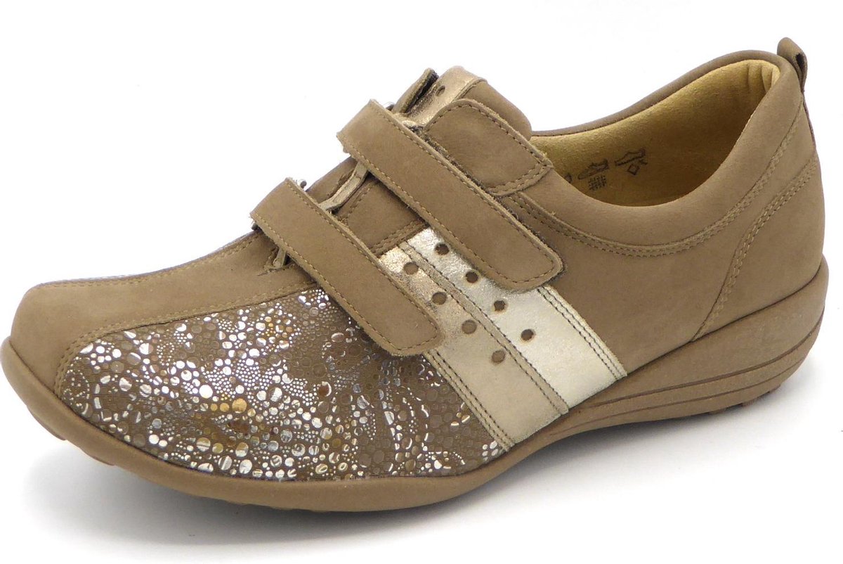 Waldläufer Dames Klittenbandschoen Orthotritt 01301-412-230 Taupe/Silber - Katja Wijdte K - Maat 4½