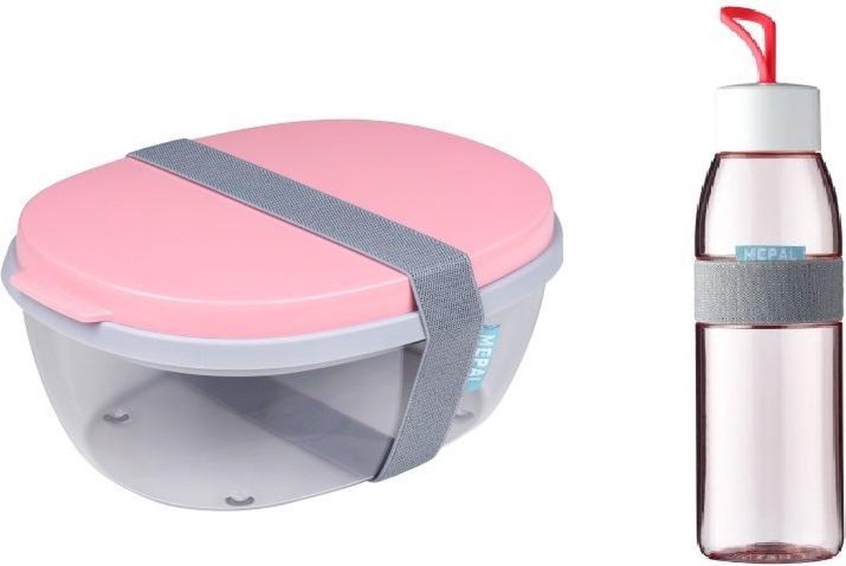 MEPAL Voordeelset Saladebox + Waterfles 500 ml - nordic Pink