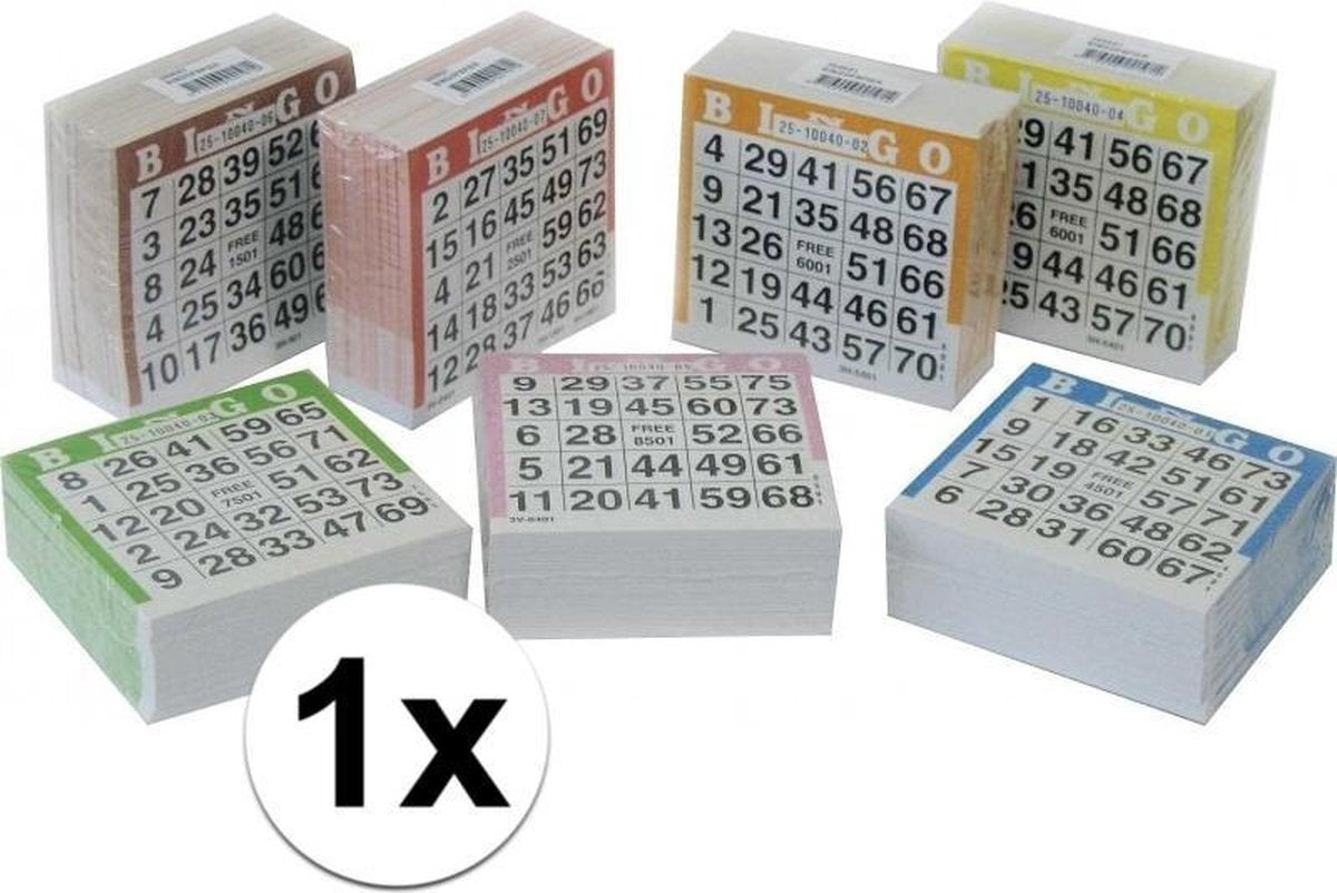 Bingo kaarten 1-75 gekleurd