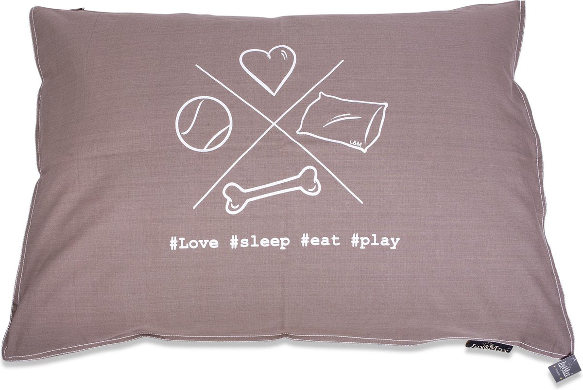 Lex & Max Cross - Losse hoes voor hondenkussen - Rechthoek - 100x70cm - Taupe
