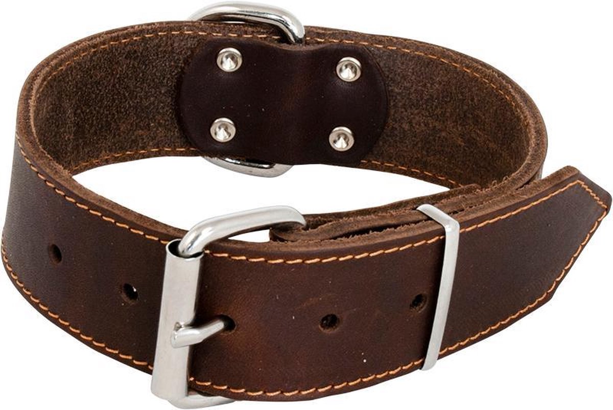 J&V Leder Halsband Vetleder 50mm - 70cm Bruin