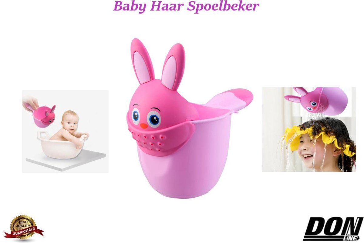 Roze Baby Haarspoelbeker / Babyspoelbeker - Baby Bad Spoelbeker - Baby Haar Spoelbeker / Baby en Kinderen Cartoon Konijn Bad Beker / Baby Douche Shampoo beker / Baby Haarspoeling Kruik / Baby Hair Rinsing Cup –  Pink