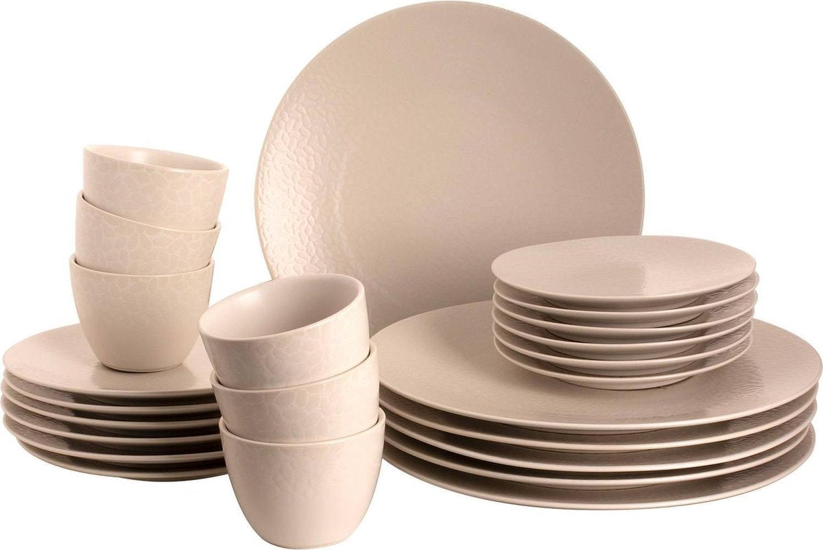 Palmer Serviesset Rodondo Stoneware 6-persoons 24-delig Wit