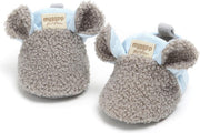 Schattige en warme Myggpp baby slofjes met anti slip zool blauw/grijs 0-6 mnd/11 cm