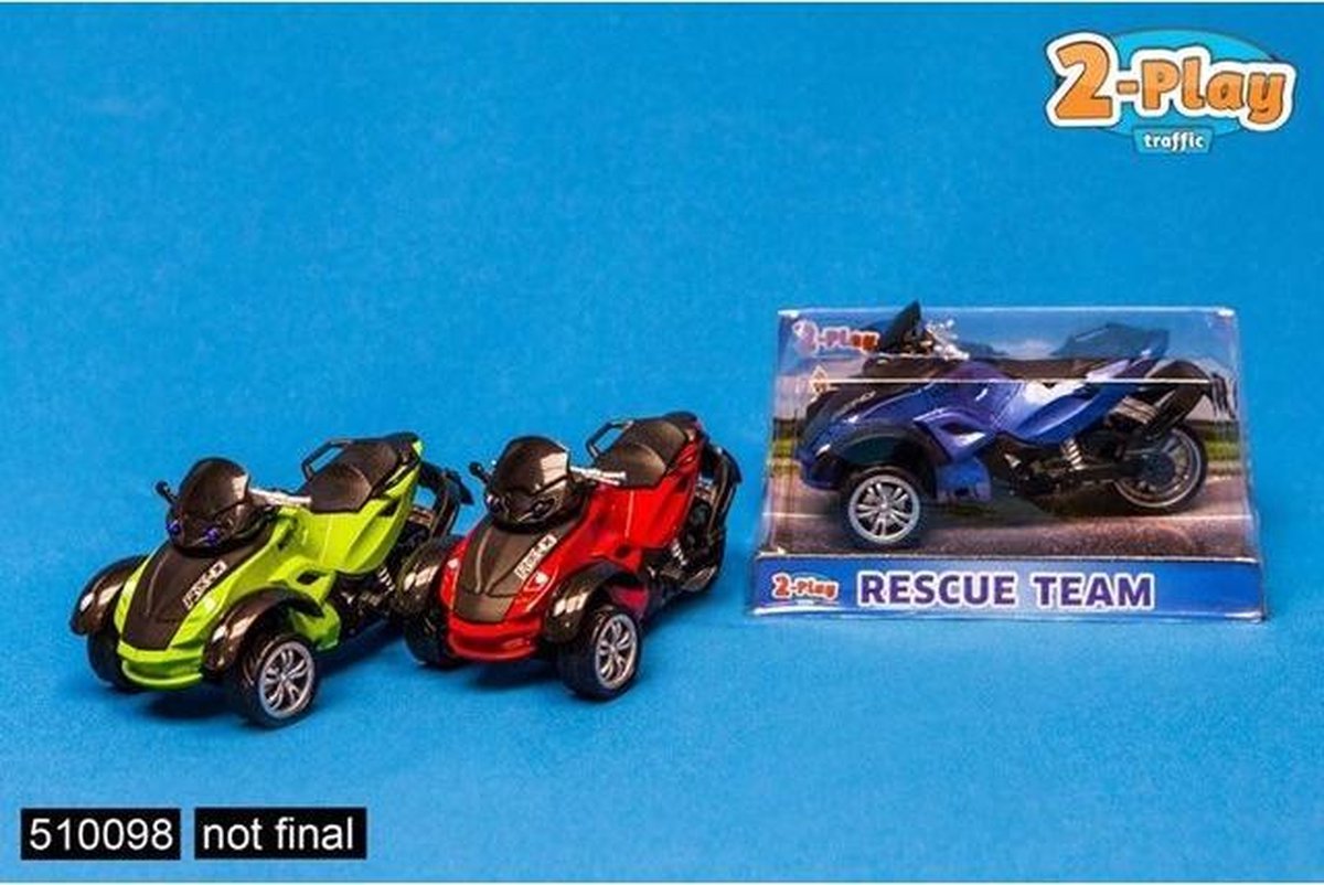 2-Play Die Cast Pull Back Motorfiets 3 Kleuren