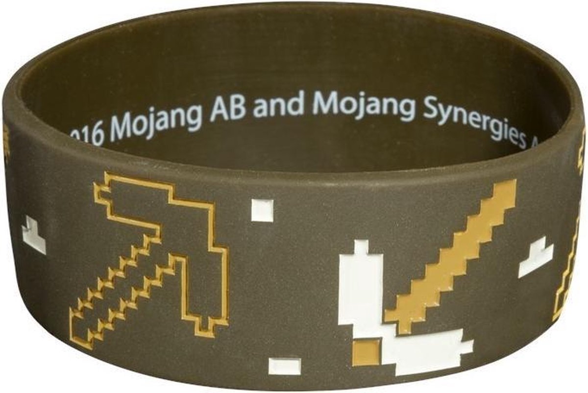 Minecraft Miner "Wood and Iron Pickaxe" Wristband / Polsband / Armband / Bracelet - omtrek 21 cm
