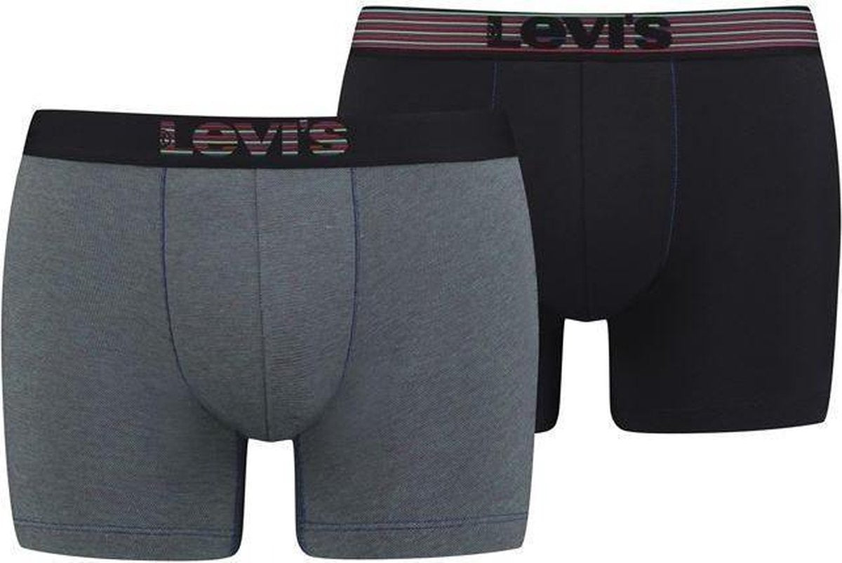 Levi's - Heren - 2-Pack Optical Illusion Brief Boxers - Blauw - XXL