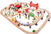 Houten treinset 130 delig met treinstation