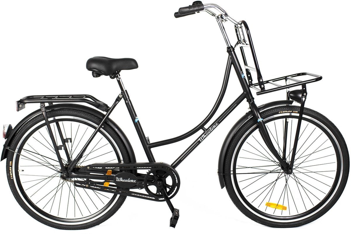 Wheelerz omafiets classic eco 26 inch matzwart | inclusief voordrager