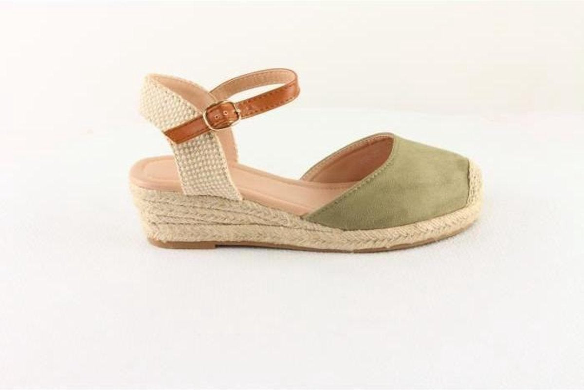SIXTH SENS Espadrilles met sleehak 888-28-Army Green Dames