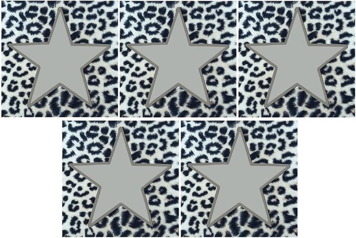 100x Panterprint servetten met zilveren ster 33 x 33 cm - wegwerpservetten/kerstservetten