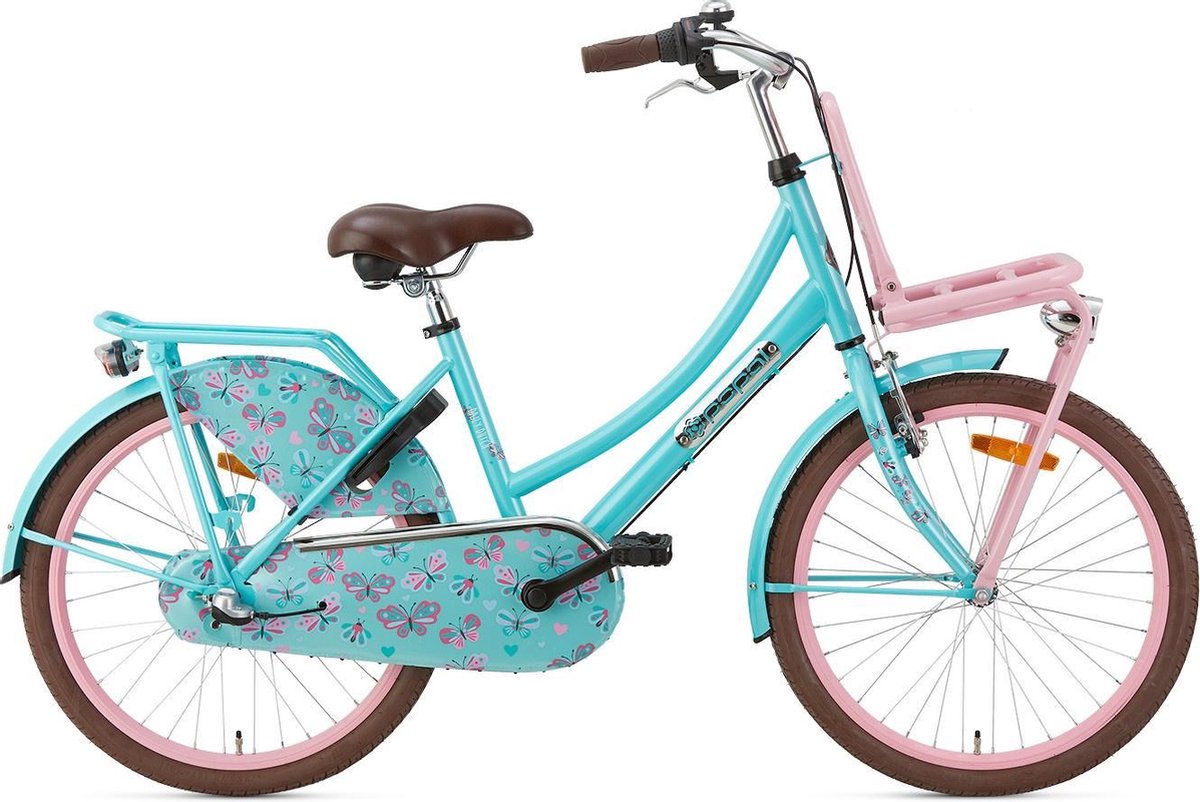 Popal Daily Dutch Basic+ Kinderfiets - 22 inch - 3 versnellingen - Turquoise / Roze