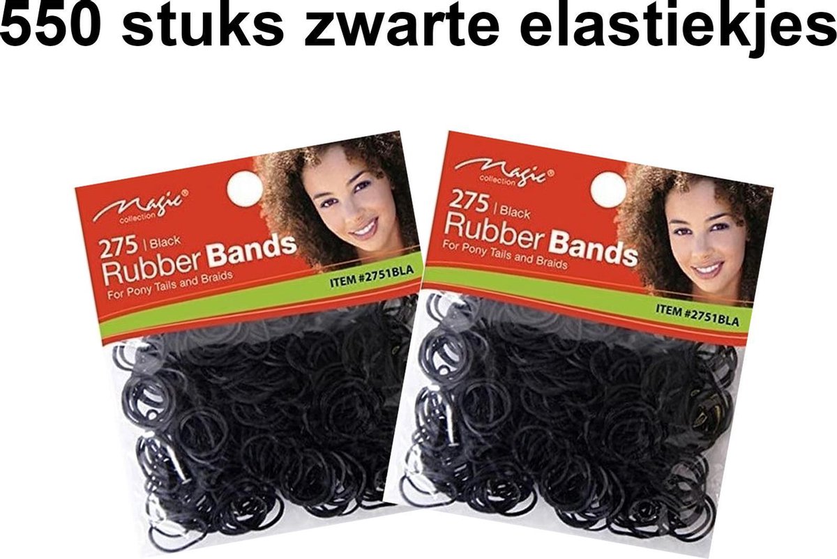 550 stuks Elastic bands| Elastieken bandjes| Elastiekjes| Zwarte Elastieken| Elastiek| Haarelastiek| Kleine Elastiekjes| haarelastiekjes | 2 pakjes zwarte elastiek