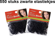 550 stuks Elastic bands| Elastieken bandjes| Elastiekjes| Zwarte Elastieken| Elastiek| Haarelastiek| Kleine Elastiekjes| haarelastiekjes | 2 pakjes zwarte elastiek