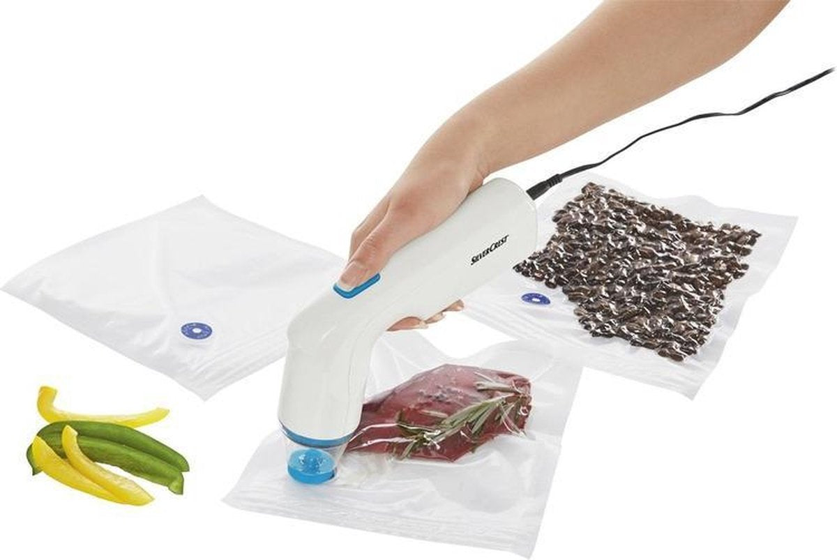 Silvercrest Hand vacumeermachine - met 10 herbruikbare vacuümzakjes - voedsel bewaren - handmatige vacuummachine - vacuumpomp - vacuumsealer - hand vacumeermachine - vacum