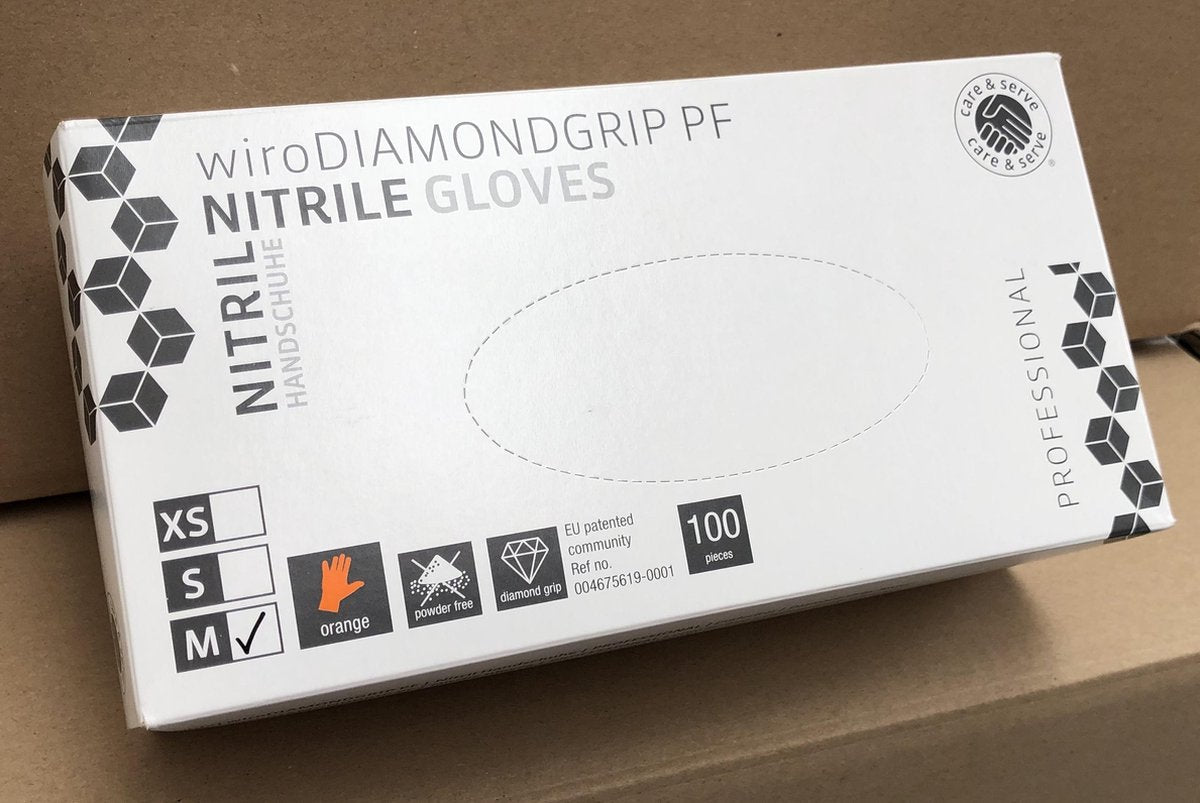 Wiro DiamondGrip Nitril handschoen maat L Doos van 100 stuks Poedervrij