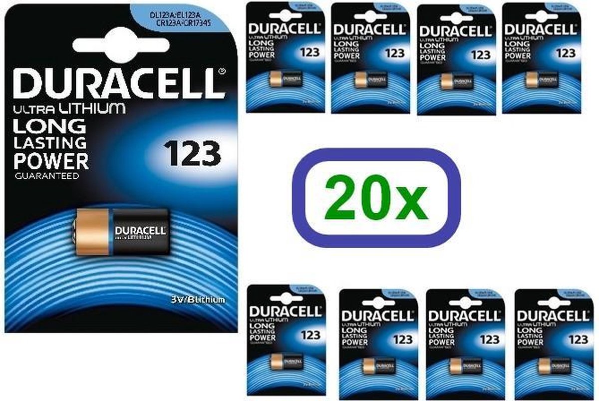20 Stuks - Duracell CR123 CR123A Blister Pack