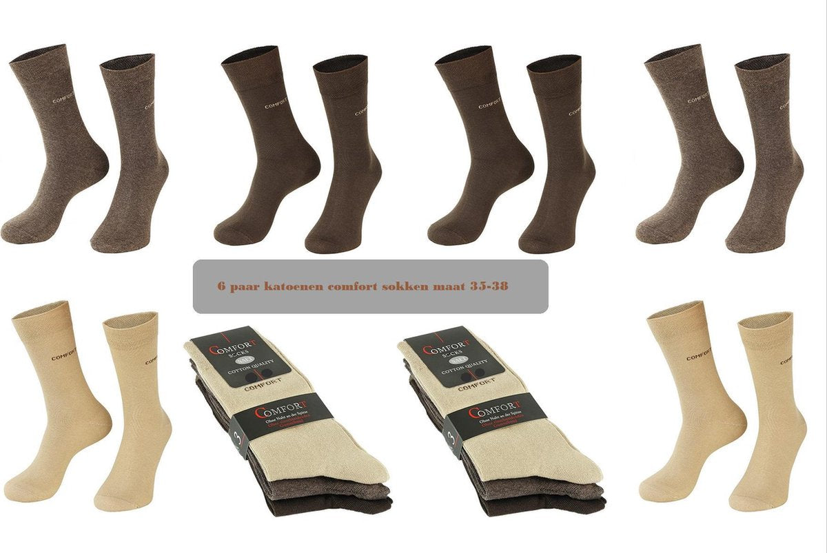 nette heren sokken 6 paar bruin assorti kleuren maat 35-38