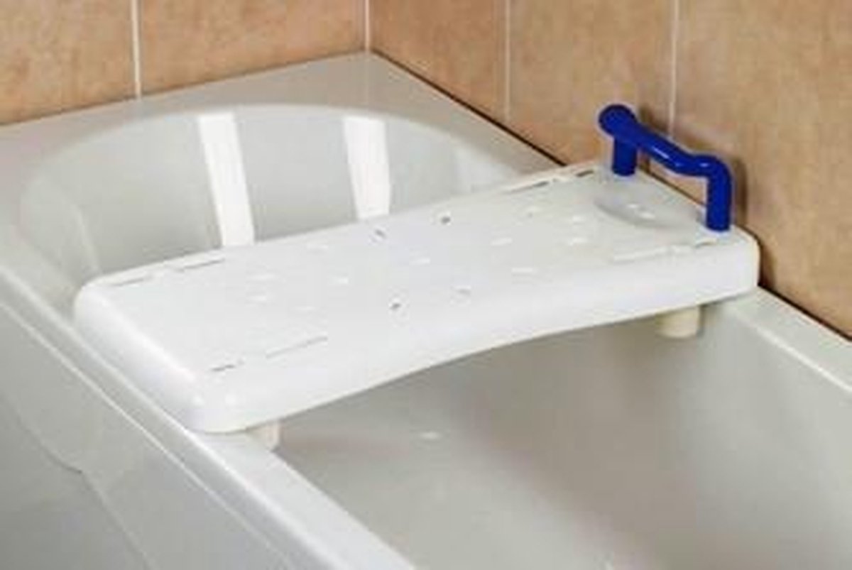 Adhome Extra lange badplank wit - 78 x 35 cm - met blauwe handgreep