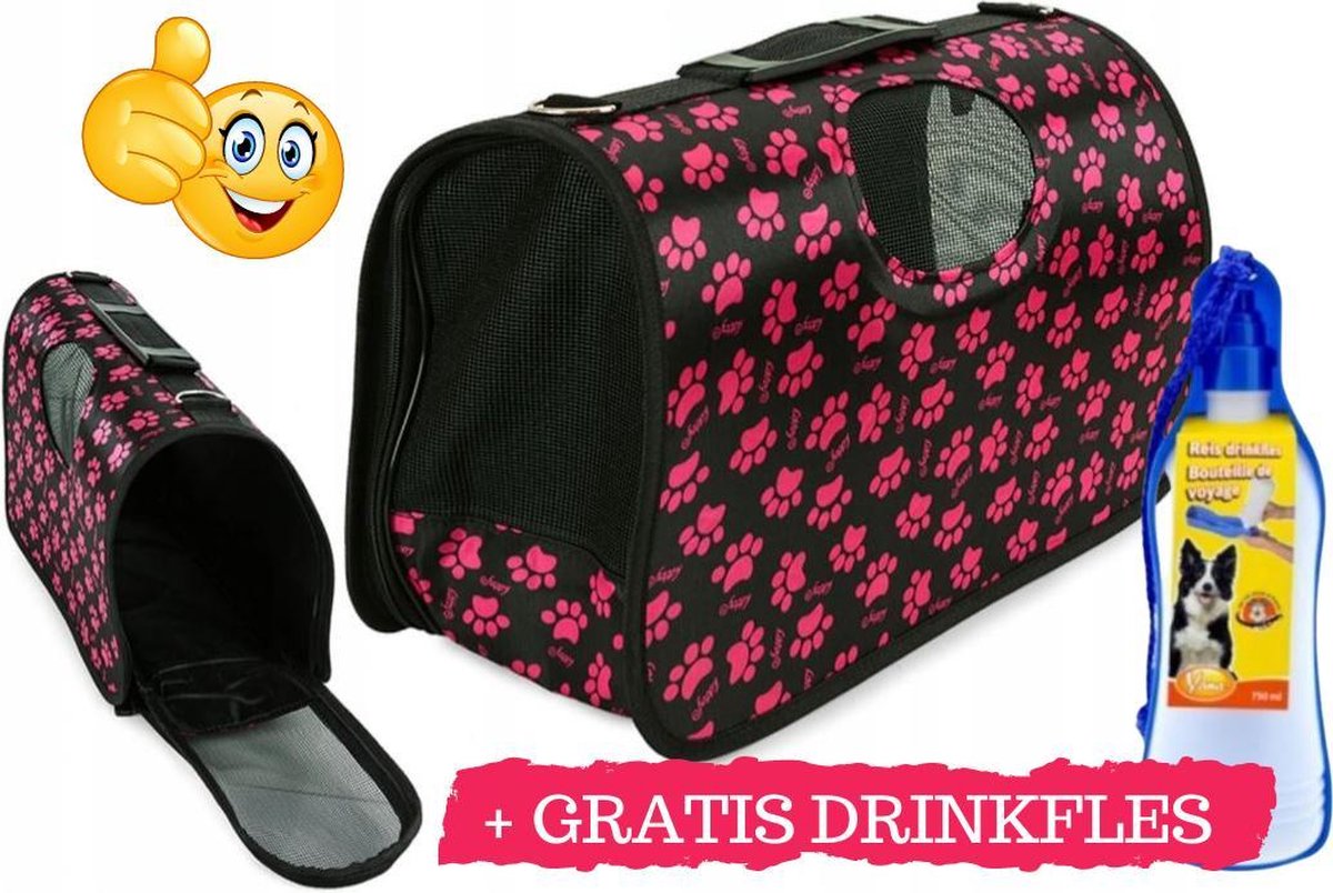 Shopaxo Honden draagtas - Gratis Drinkfles - Hondentas - Reistas - Katten draagtas - kleine hond - Konijn - Cavia - Fret- kat - Opvouwbaar - Bench - hok - Transporttas - Opbergtas