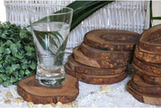 Luxe onderzetters voor glazen -  SET VAN 6 - gemaakt uit olijfhout - cadeautip -   Ø 10 a 12 cm - dikte circa. 1 cm