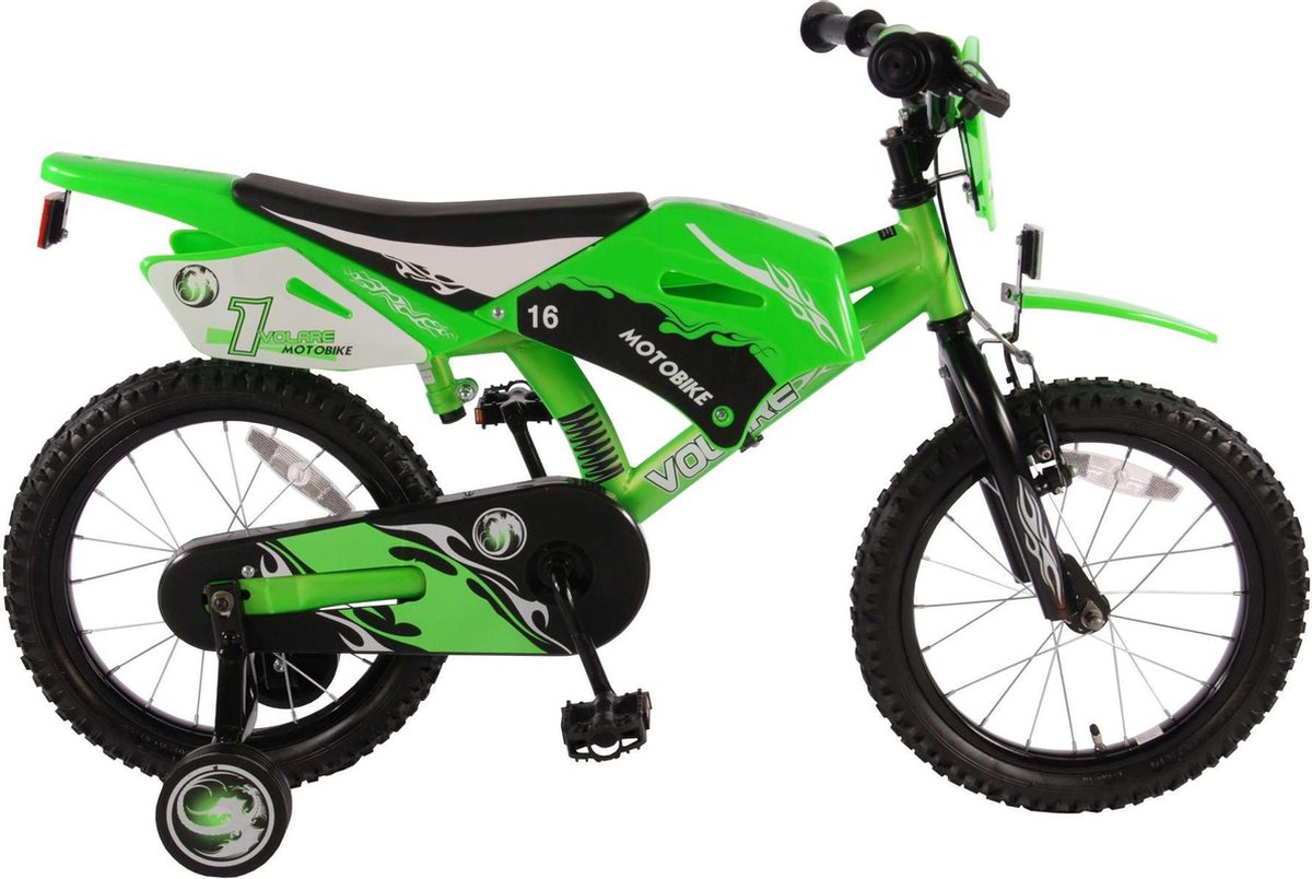 Volare Motobike Kinderfiets - Jongens - 16 inch - Groen - 95% afgemonteerd