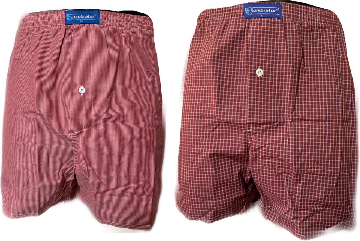 Embrator 2-stuks mannen Boxershorts geweven katoen bordeaux mix maat XL