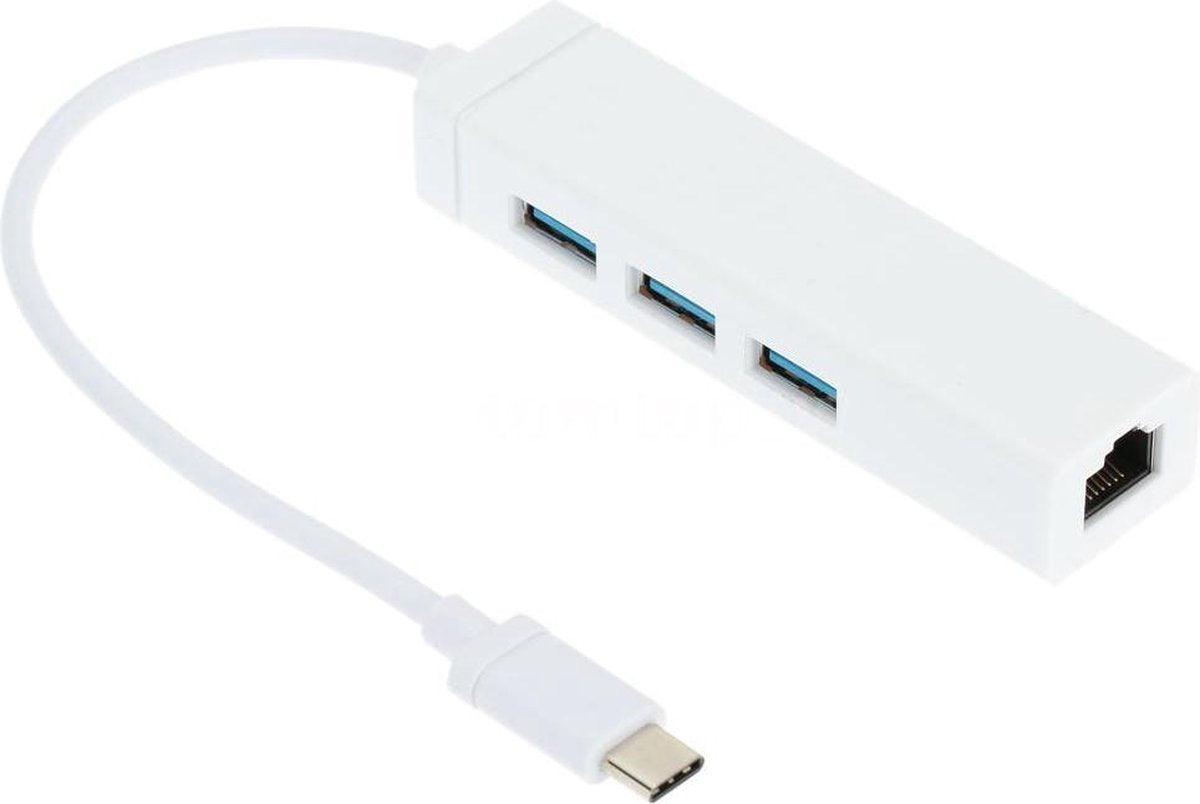 Coretek USB-C naar 3x USB3.0 Hub & Ethernet LAN adapter - 0