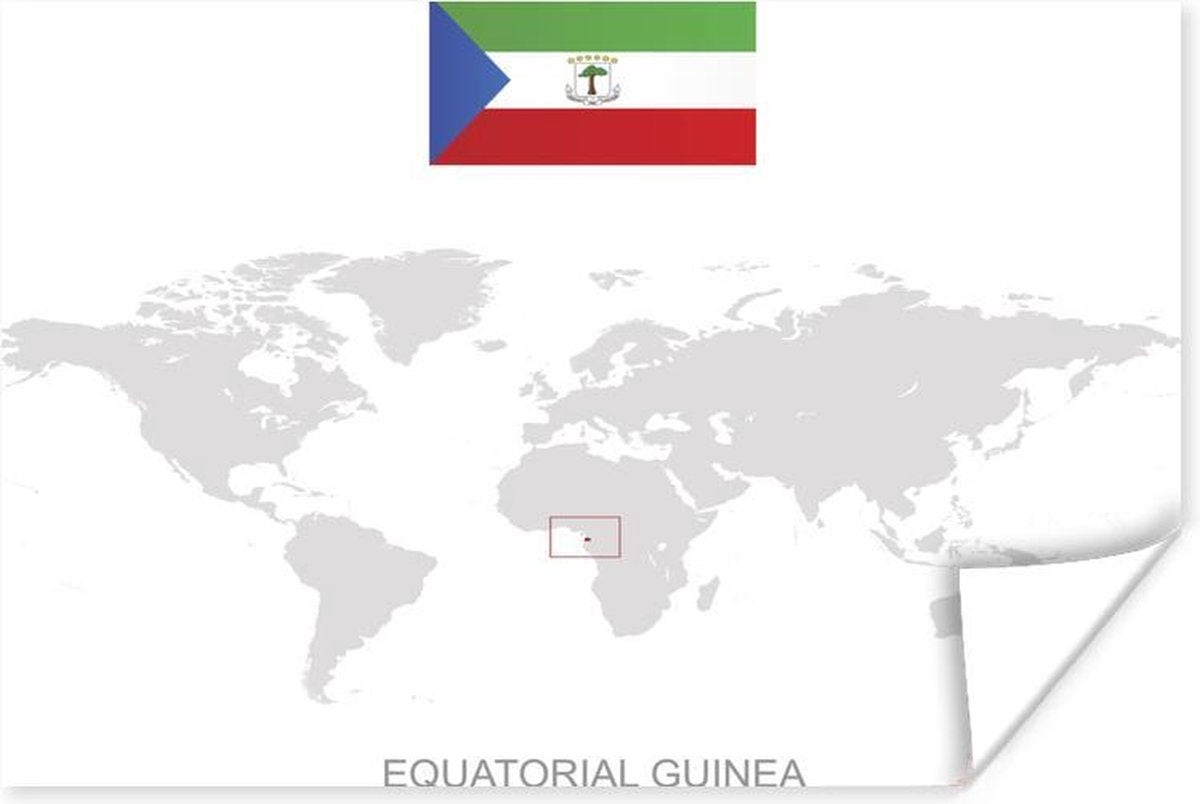 Poster - Illustratie van Equatoriaal-Guinea op de wereldkaart - 160x120 cm XXL /