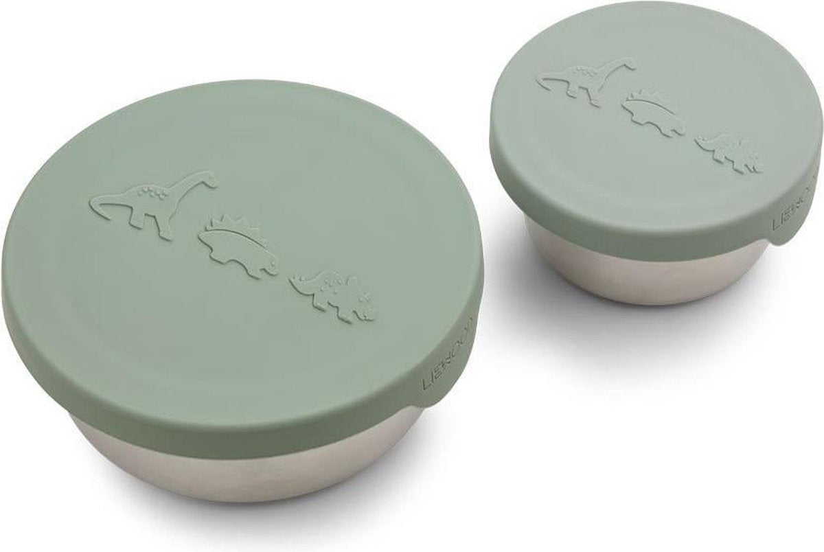 Silicone Snackboxen Fiby Snack Box 2-Set Dino Peppermint | Liewood